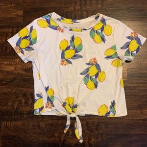 Fifth Sun Lemon Tie-Front Top
